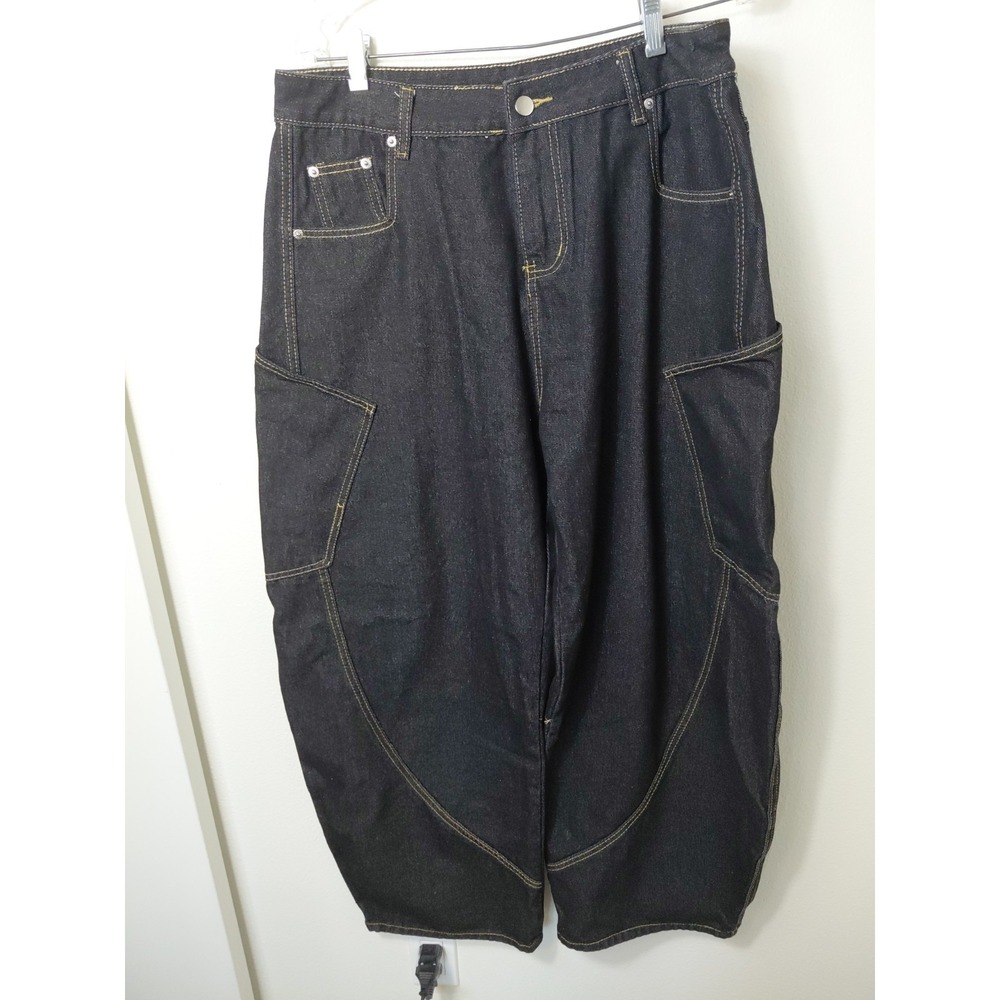 Supper Baggy Black Jeans Sz Large Skater Street Wear Grunge Y2k